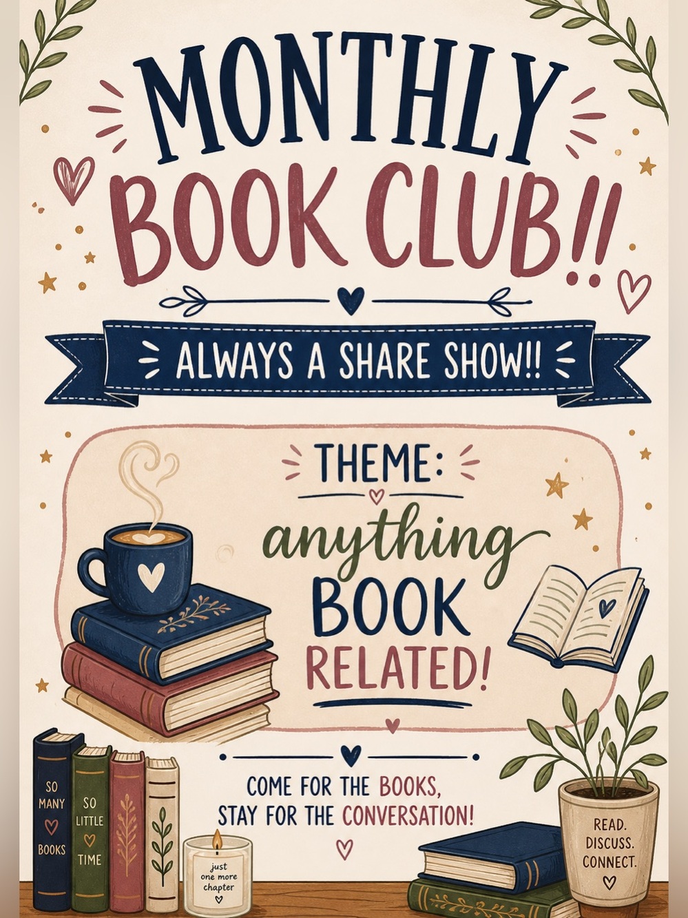 🎀⭐️📚Monthly Book Club flyer🎀⭐️📚